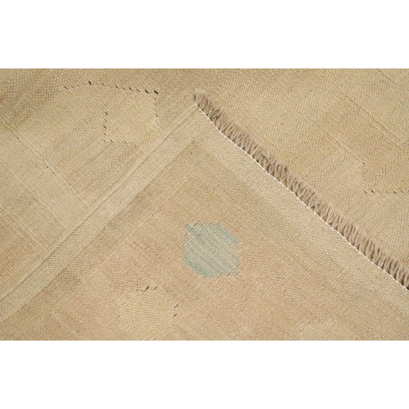 Hand Woven Oriental 100% Wool Carpet Southwestern Tribal Beige & Ivories Kilim Area Rug - 10' 2'' X 7' 9''