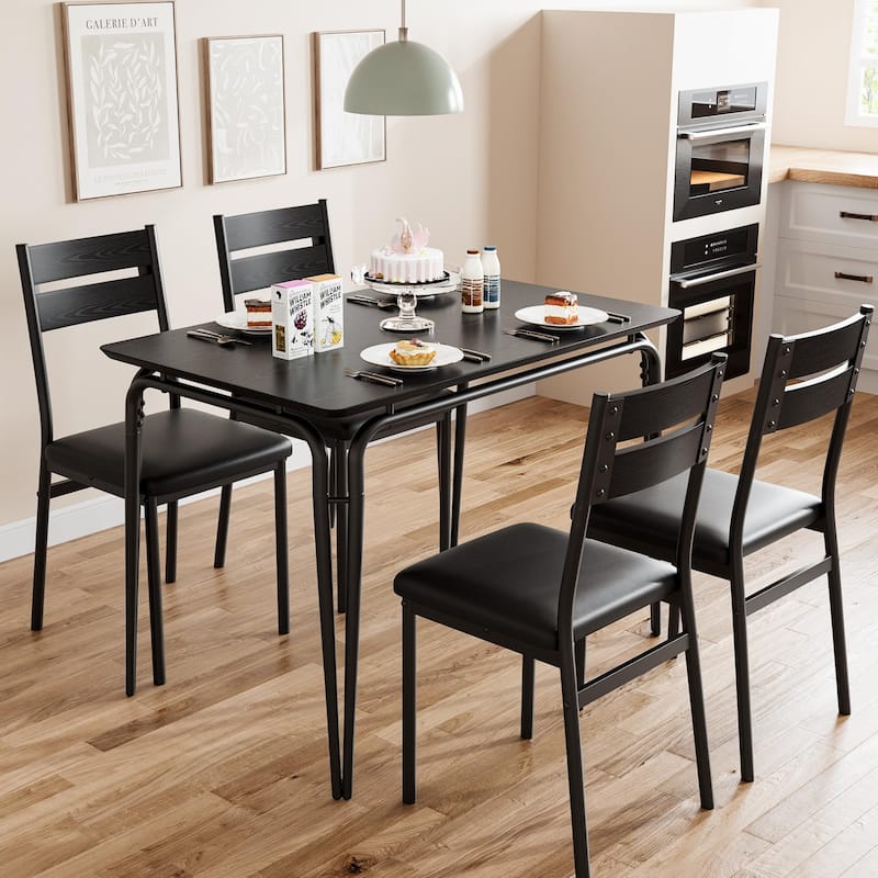 Farmhouse 5-Piece Dining Set - Black