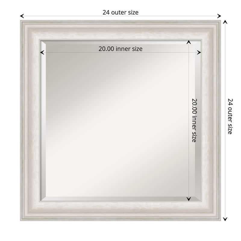Beveled Bathroom Wall Mirror - Trio White Wash Silver Frame - Trio White Wash Silver - Outer Size: 24 x 24 in