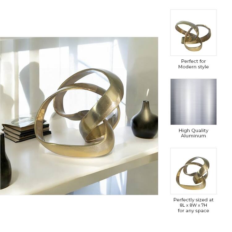Sagebrook Home Modern Aluminum Abstract Interwoven Decorative Sculpture - 8" x 8" x 7"