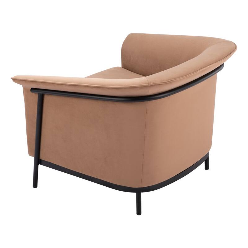 HomeRoots 35" Tan And Black Fabric Arm Chair - 35.4' X '26.8' X '32.7