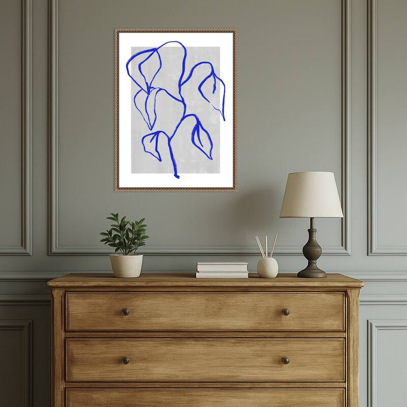 Blue Lines Harmony by Treechild Framed Canvas Wall Art Print