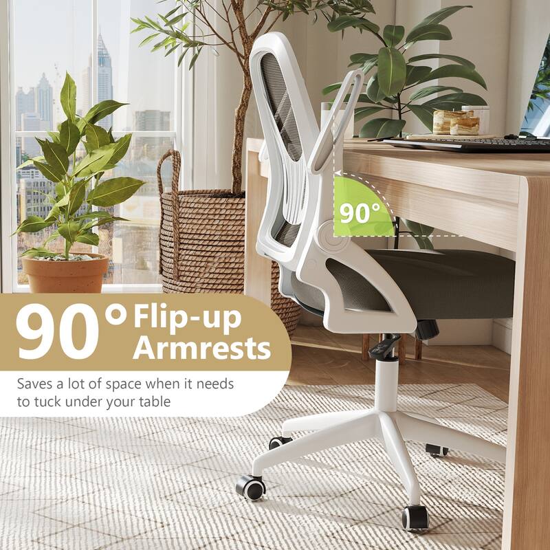 Costway Mesh Office Chair with Lumbar Support & Flip-up Arms Rolling - See Details