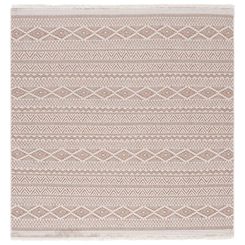 SAFAVIEH Wicker Juliane Casual Rug - 6'7" Square - Orange/Beige