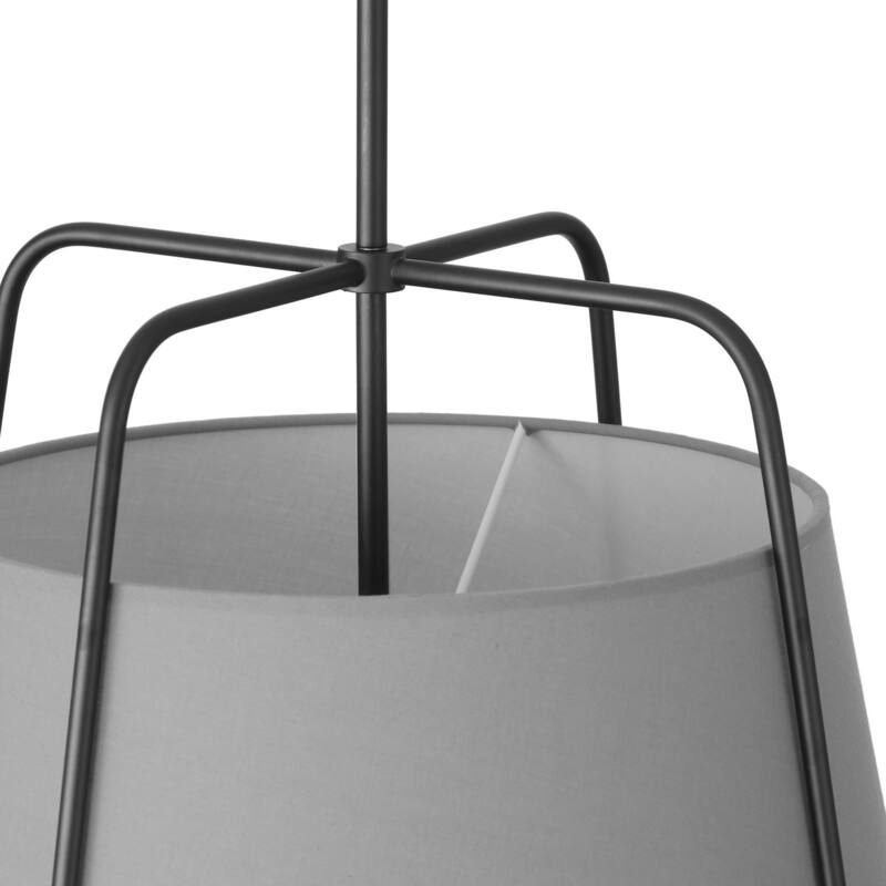 Modern Matte Black 3-Light Creative Gray Fabric Shade Hanging Lamp