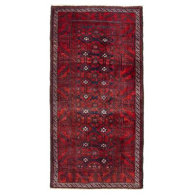 ECARPETGALLERY Hand-knotted Baluch Red Wool Rug - 3'10 x 7'7