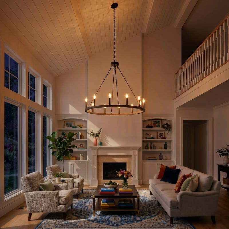 Acroma 12-light Farmhouse 40In Wagon Wheel Chandelier with UL - 40'' D x 138'' H