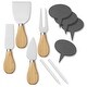 preview thumbnail 5 of 4, Bamboo Cheese Board Gift Set with Slate Tray, 4 Knives, 2 Dip Bowls - Natural