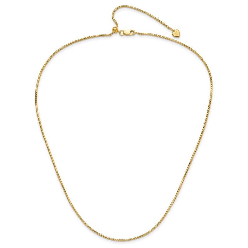 Curata 925 Sterling Silver Gold Plated Adjustable 1.5mm Round Box Chain Necklace