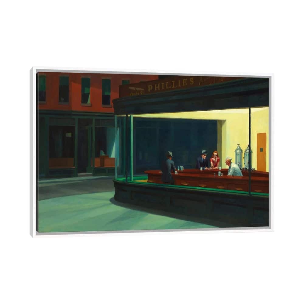 iCanvas "Nighthawks, 1942" by Edward Hopper Framed Canvas Print