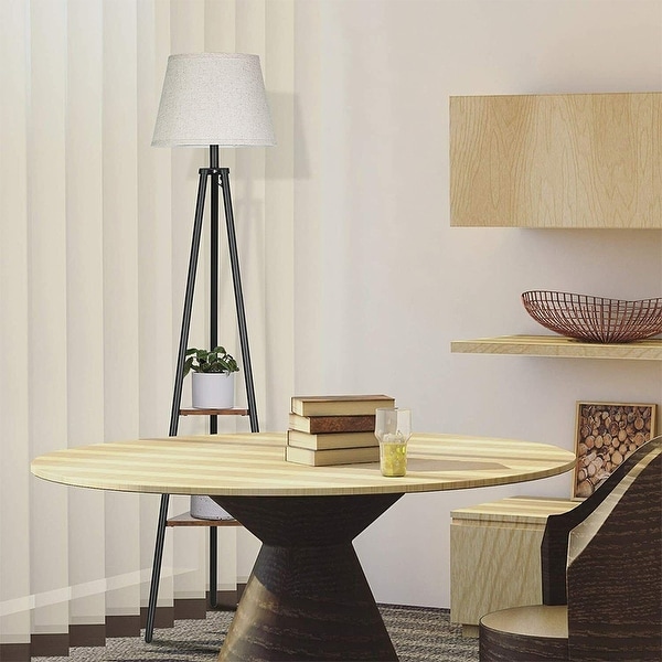 Modern Floor Lamp with Shelves Standing Corner Storage Floor Lamp