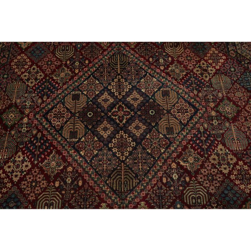 Hand Knotted Oriental 100% Wool Carpet Traditional Floral Red Isfahan Area Rug - 14' 9'' X 10' 5''