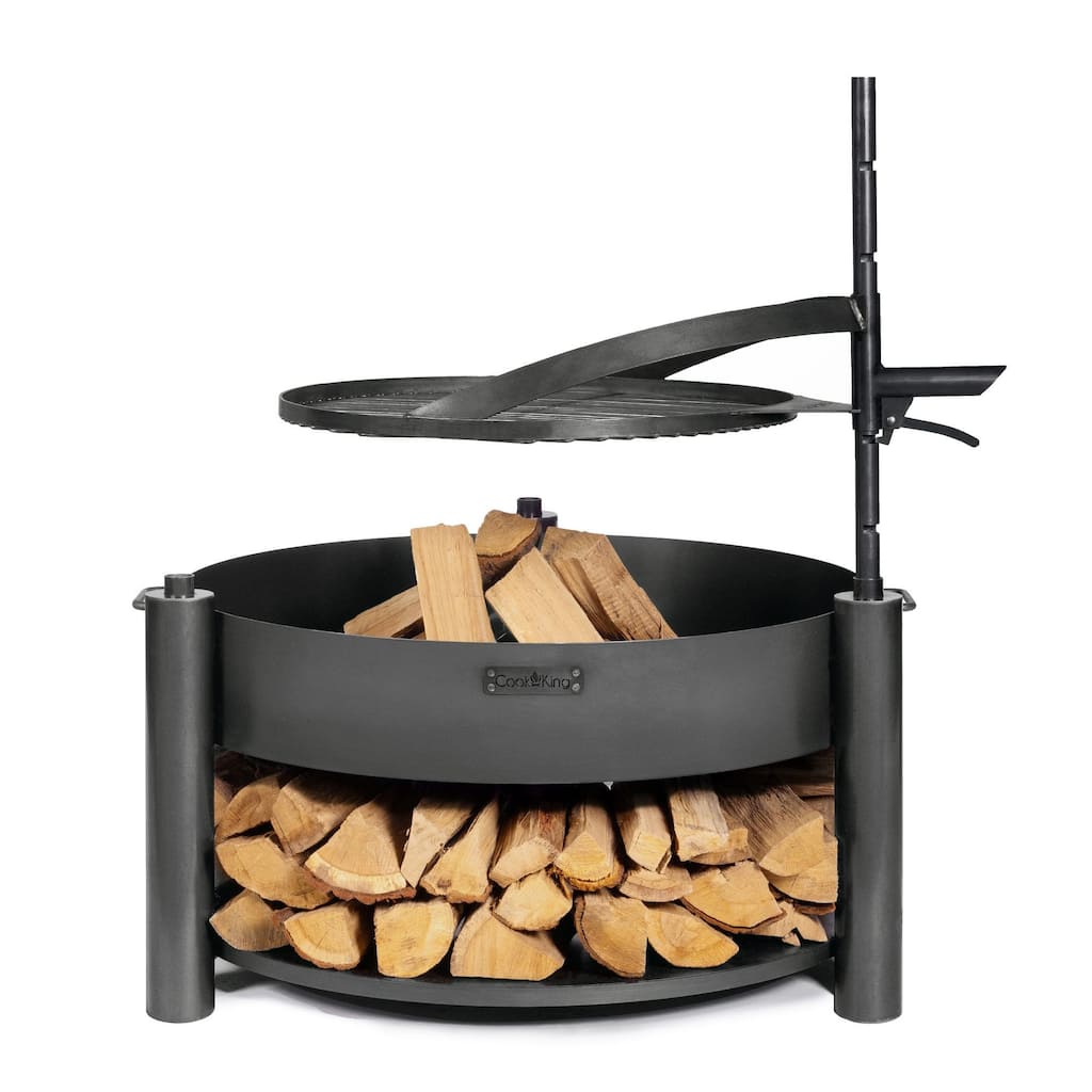 Cook King 111000 Montana X Fire Pit, 31.5" D Includes Adjustable Grate For Cooking, Wood Burning Fire Pit by Good Directions