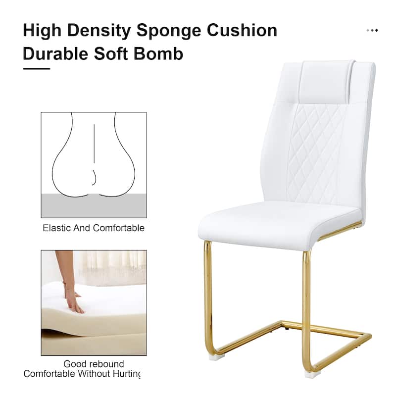 Roomfitters Faux Leather Dining Chairs with Gold Legs, Padded Seat Set of 6 for Kitchen, Bedroom or Living Room