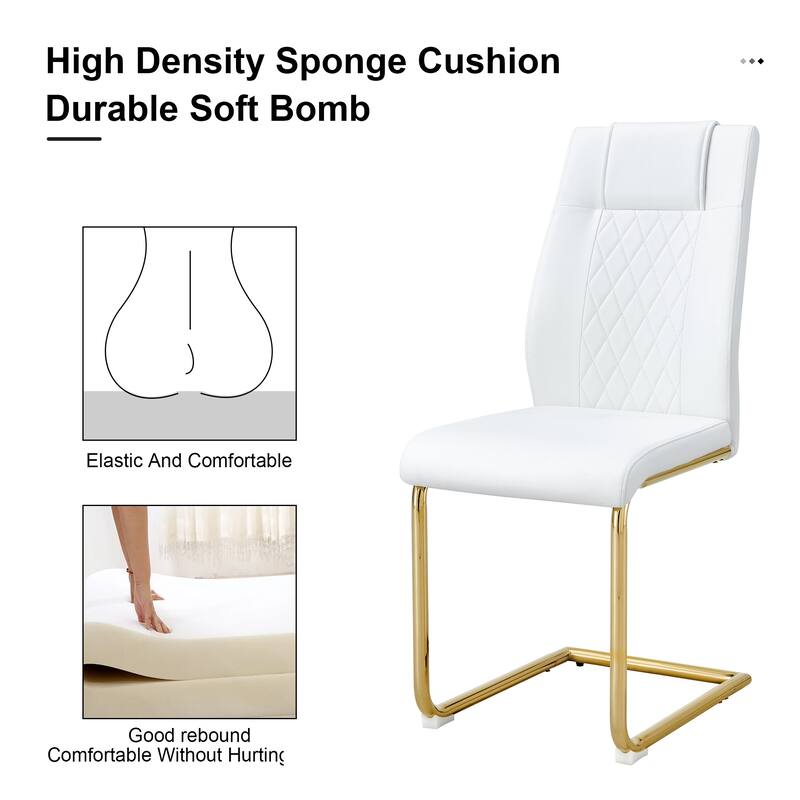 Simple White PU Dining Chairs Dining Room Chairs for Kitchens Living Rooms Bedrooms & Offices - Set of 4
