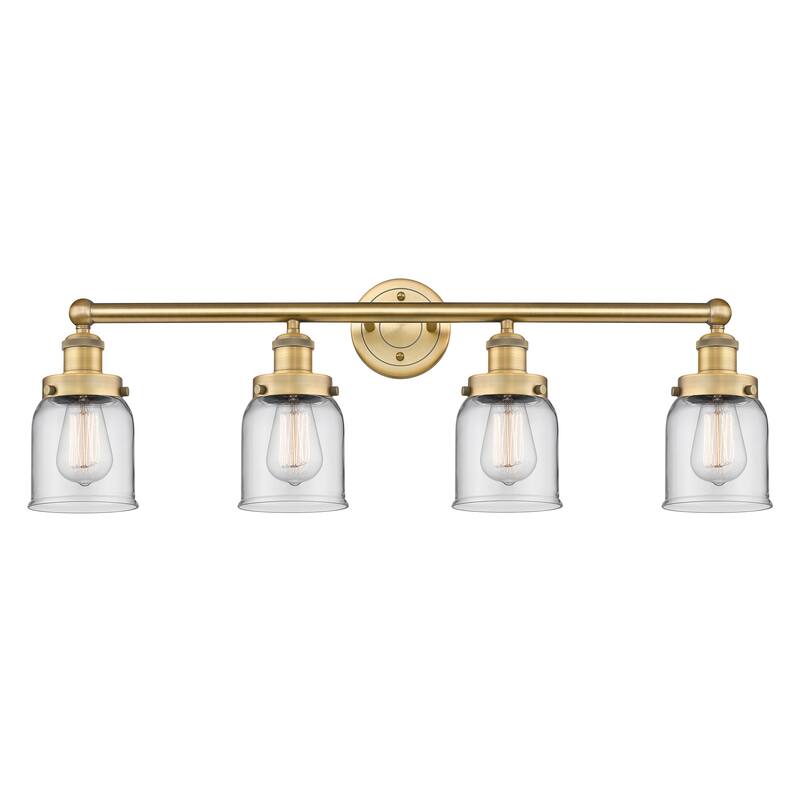 Innovations Lighting Small Bell - 4 Light 34" Bath Vanity Light - Clear/Brushed Brass