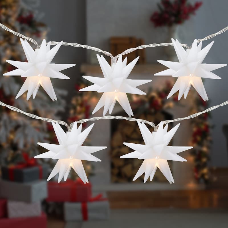 10 Count Warm White LED Star Christmas Fairy Lights 5.25ft Copper Wire