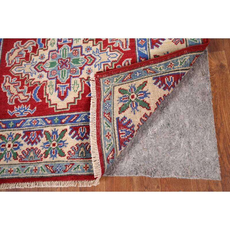 Kazak Foyer Rug Hand-Knotted Traditional Red Wool Carpet - 3'2" x 5'3"