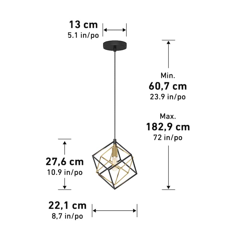 Artika Imperium Small Pendant Ceiling Light, Black & Gold