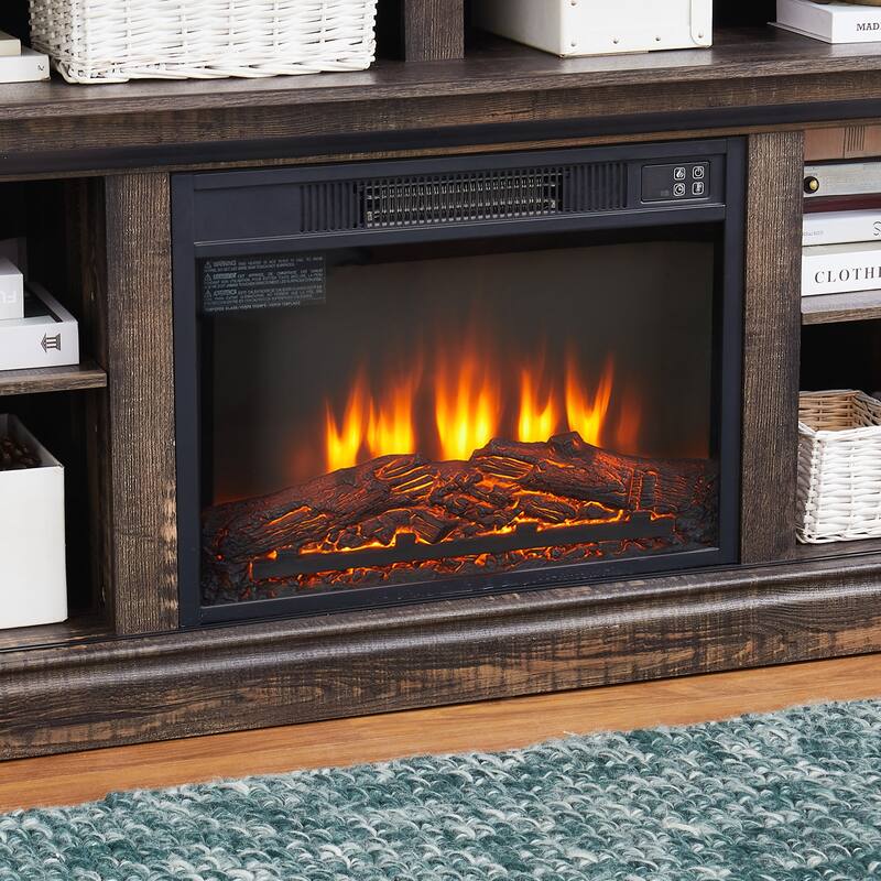 Modern Entertainment Console TV Stand with 23in Fireplace Insert