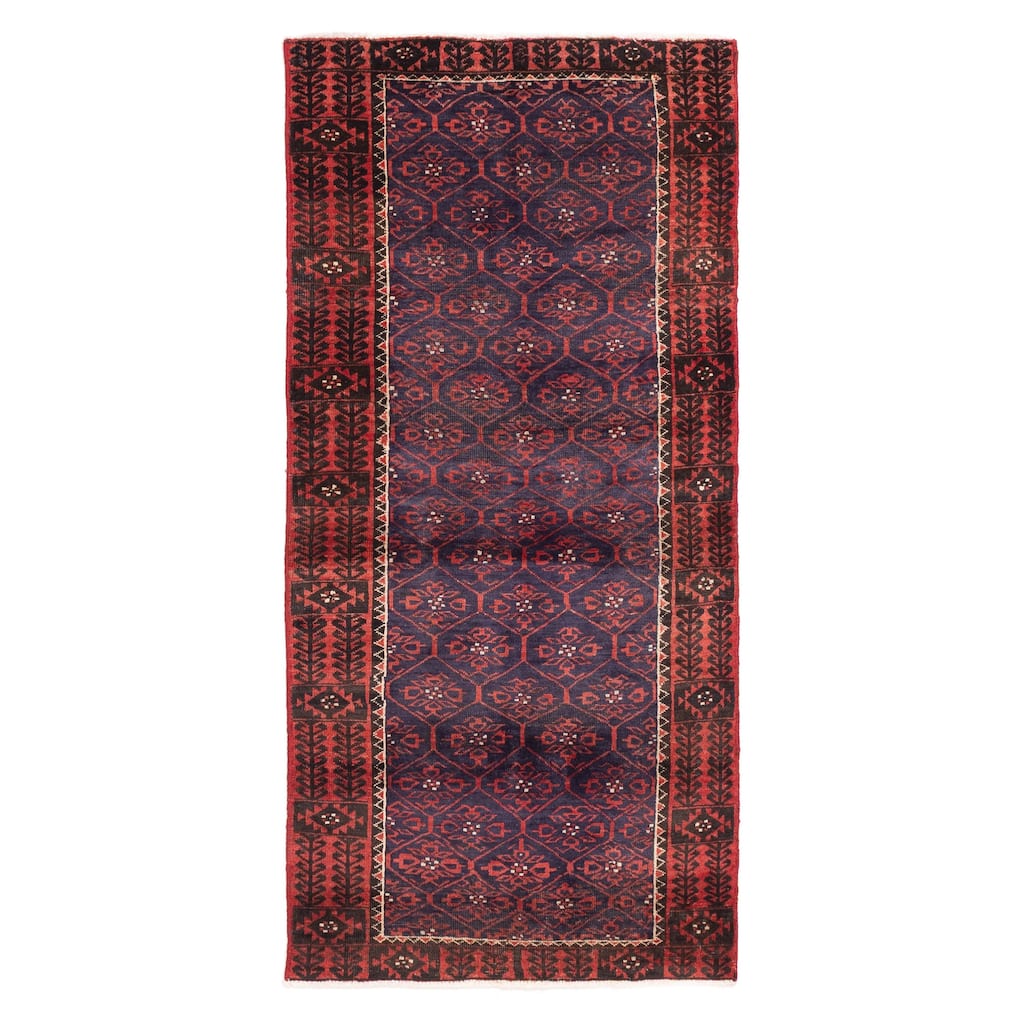 ECARPETGALLERY Hand-knotted Andelz Dark Navy Wool Rug - 3'1 x 7'0