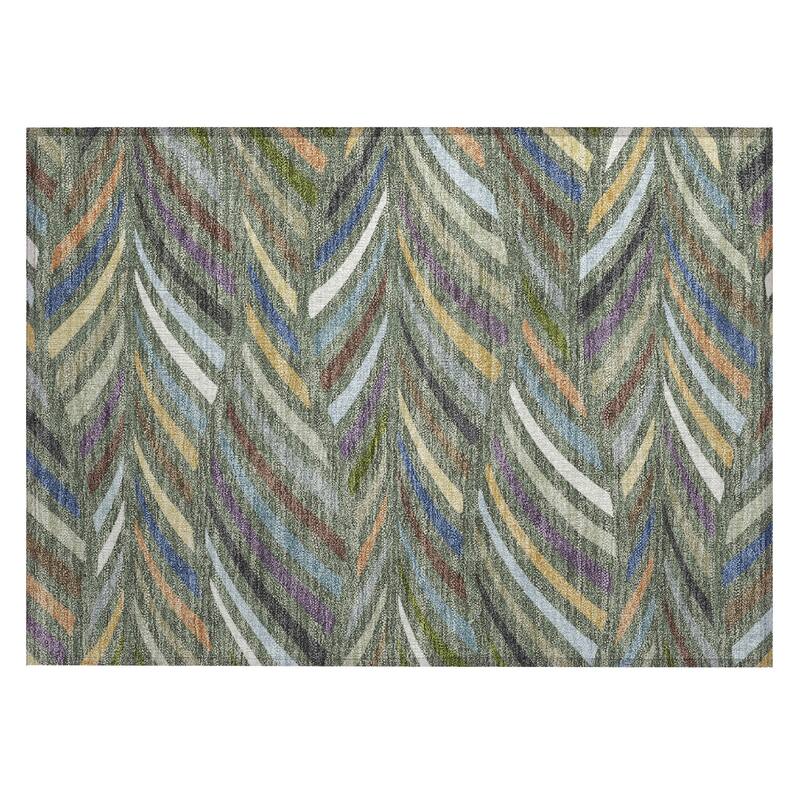 Machine Washable Indoor/ Outdoor Modern Feather Chantille Rug