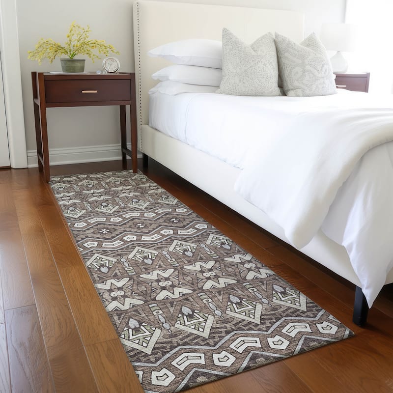 Machine Washable Indoor/ Outdoor Chantille Mosaic Global Rug