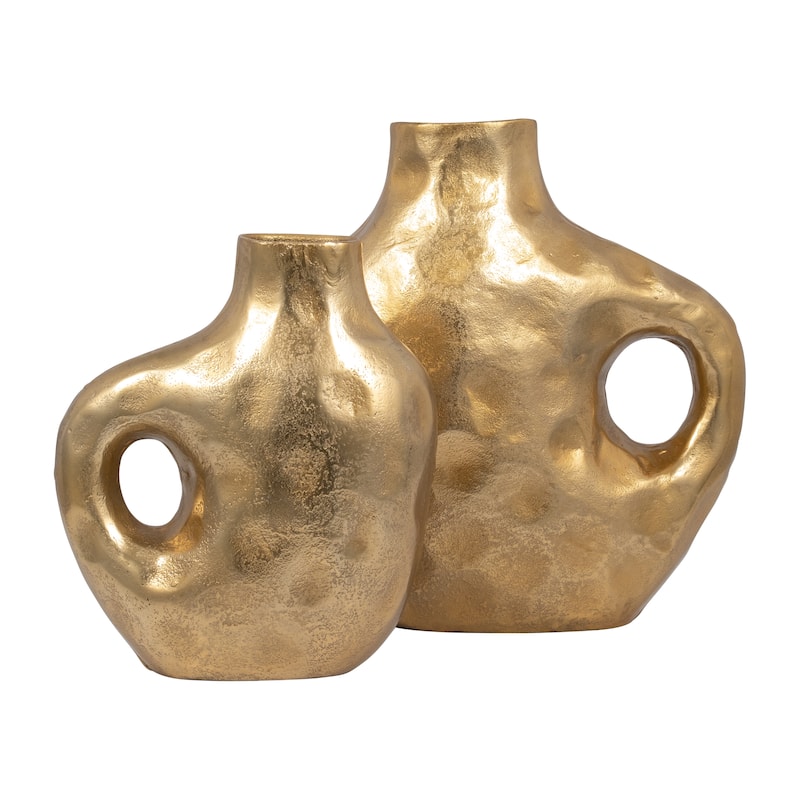 Sagebrook Home Metal Round Hammerd Cutout Vase