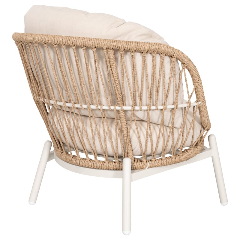 Outdoor 2-Piece Aluminum Rattan Single Sofas with Beige Cushions