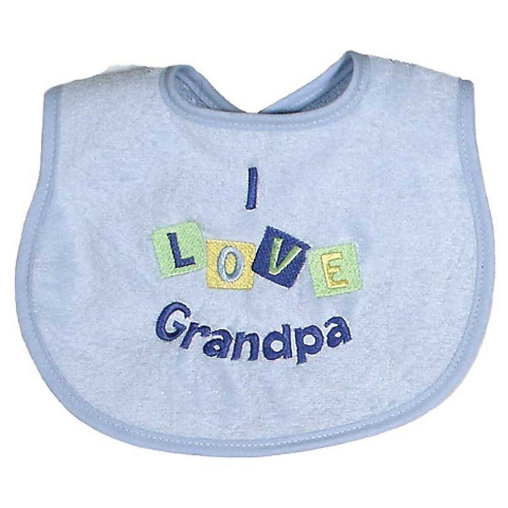 Boy I Love Grandpa Embroidered Baby Bib