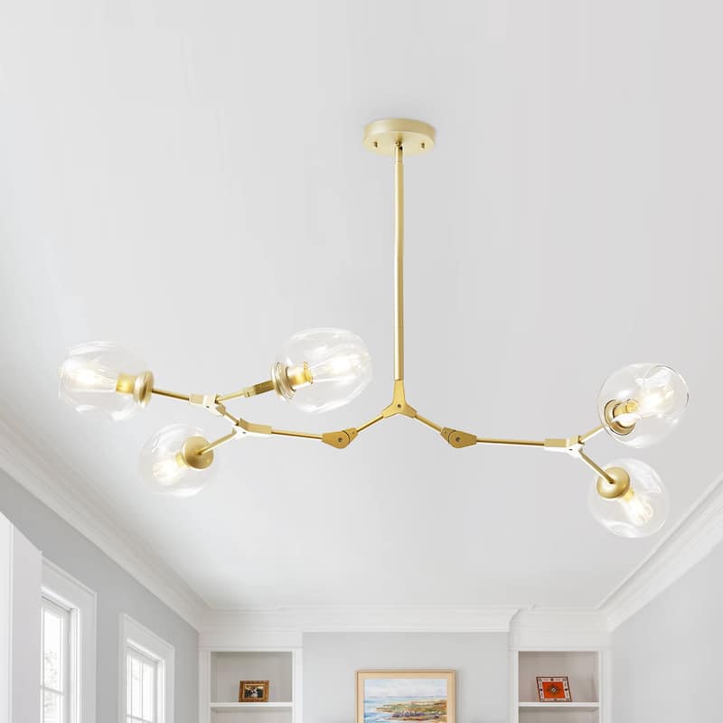 Bella Depot Modern Adjustable Chandelier Gold Pendant with Clear Glass Shades