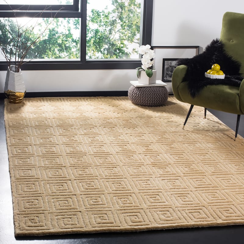 SAFAVIEH Couture Hand-knotted Tibetan Inocência Modern Wool Rug - 4' x 6' - Butterscotch