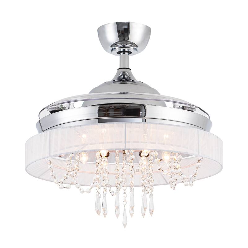 42-inch Retractable 3-Blade Crystal LED Ceiling Fan with Remote
