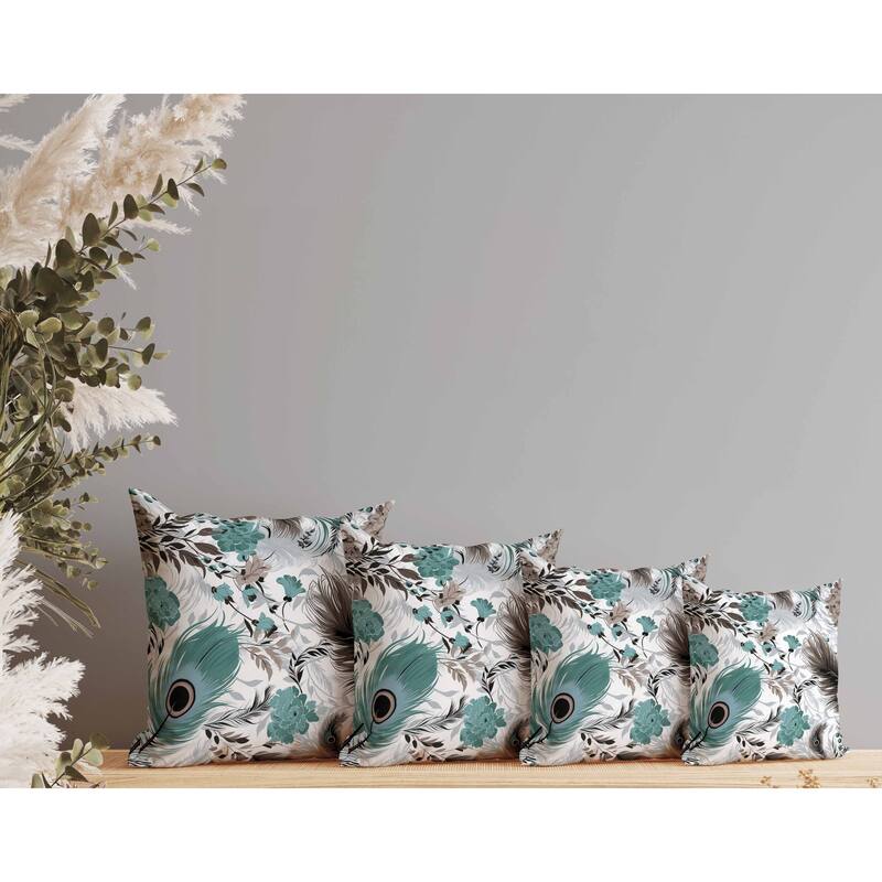 Feathered Opus Indoor/Outdoor Reversible Throw Pillow Green and Brown
