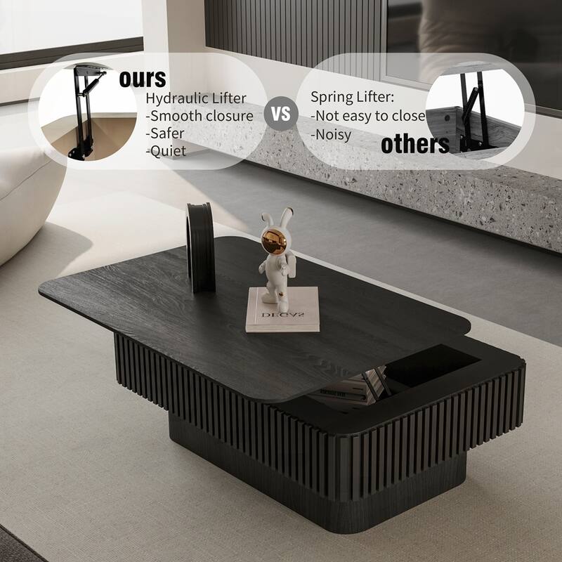 Lift-top Coffee Table Solid Wood Veneered Coffee Table with Storage and Adjustable Height
