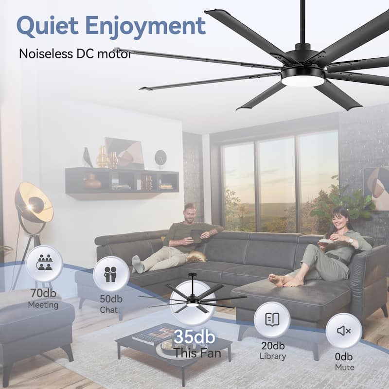 72-in Integrated LED Indoor Ceiling Fan with Light and Remote (8- Aluminum Blade)