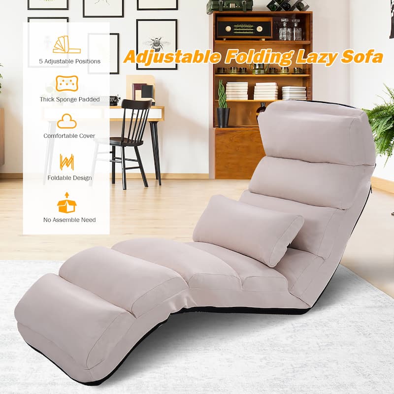 Costway Folding Lazy Sofa Chair Stylish Sofa Couch Beds Lounge Chair
