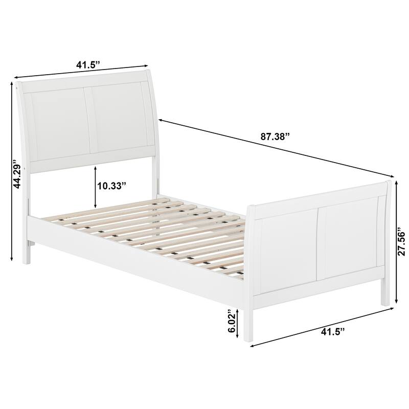 Valencia Solid Wood Low Profile Sleigh Platform Bed with Matching Footboard
