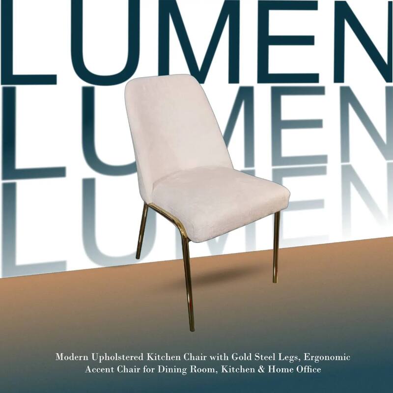 Lumen Modern Upholstered Kitchen Dining Chair with Gold Steel Legs Ergonomic Accent Chair