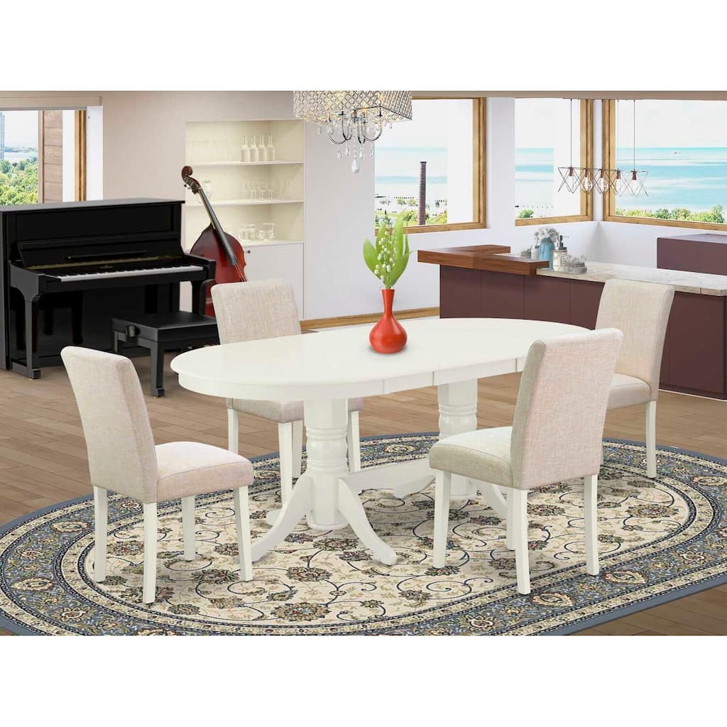 Dining Room Set 5 Piece Oval Table & 4 Beige Chairs - Renaissance Romance