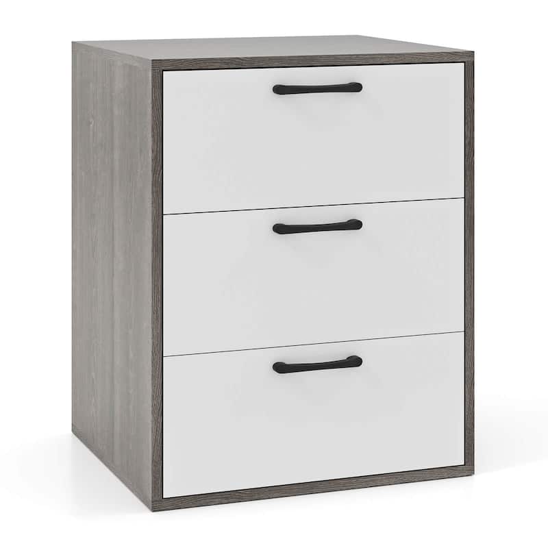 Costway 1/2 PCS 3 Drawer Dresser Chest of Drawer Storage Cabinet with