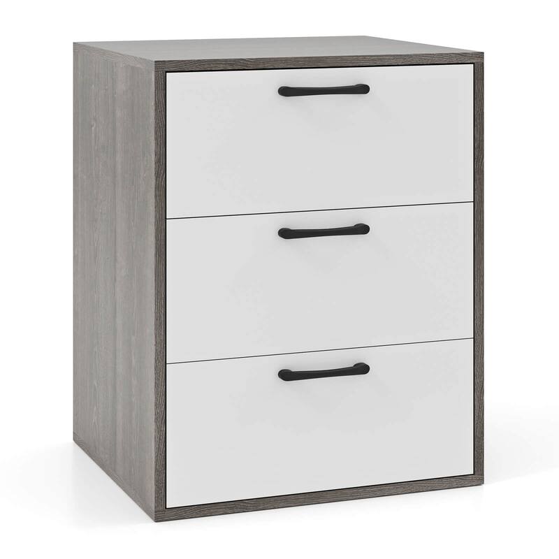 Costway 3 Drawer Dresser Chest of Drawer Storage Cabinet with Wide
