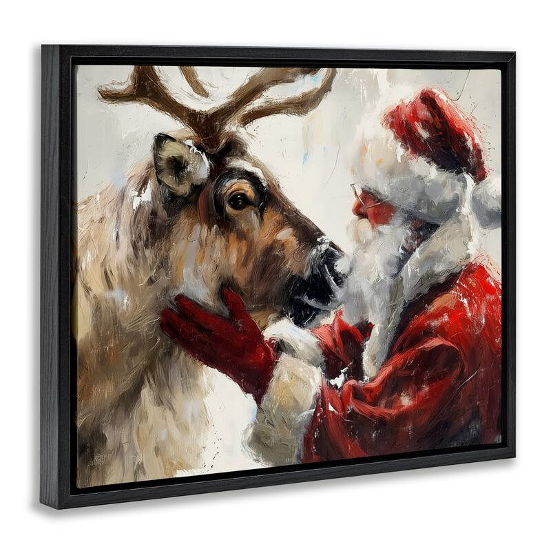 Stupell Traditional Santa & Reindeer Framed Floater Canvas Wall Art Design By Arlington Prints