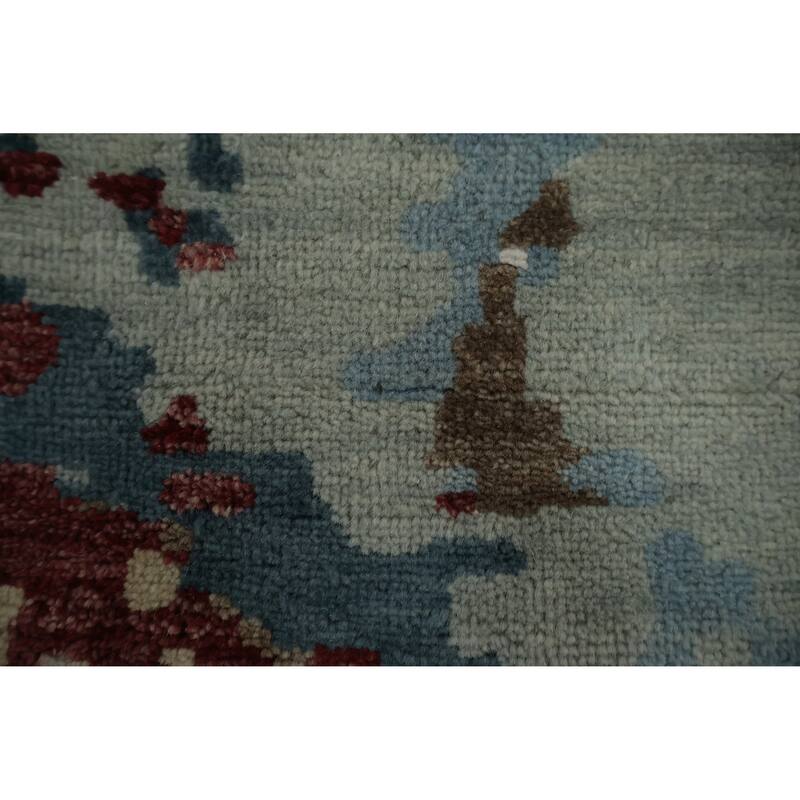 Hand Knotted Oriental Silk Carpet Modern Abstract Navy Blue & Blues Contemporary Area Rug - 10' 2'' X 8' 1''