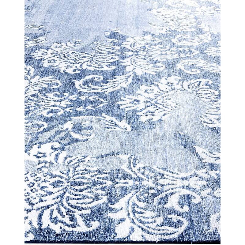 Modern One-of-a-Kind Handmade Area Rug, Blue - 8' 10" x 12' 1"