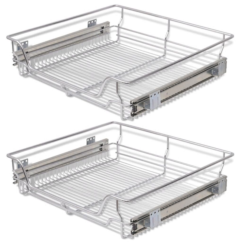 Shop Vidaxl Pull Out Wire Baskets 2 Pcs Silver 23 6 Free