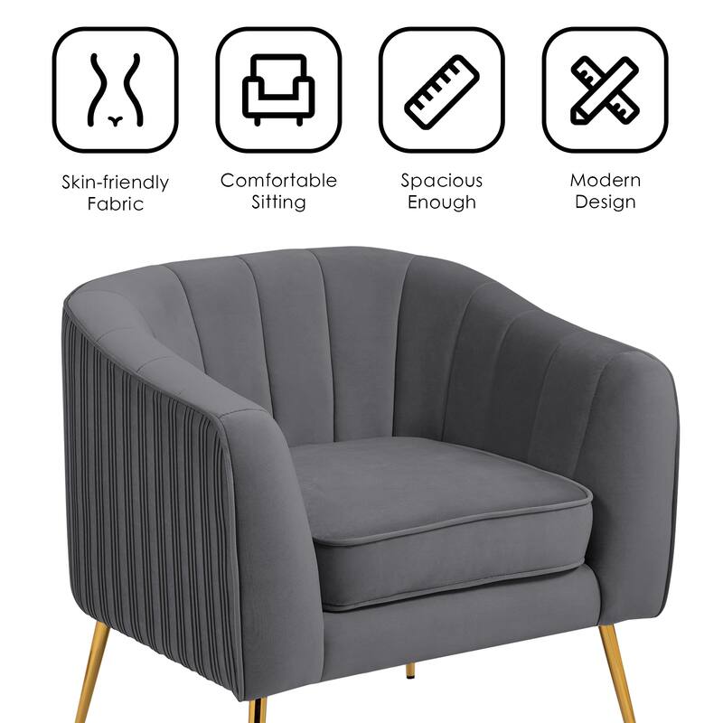 Velvet Shell Shaped Chair with Gold Tone Legs