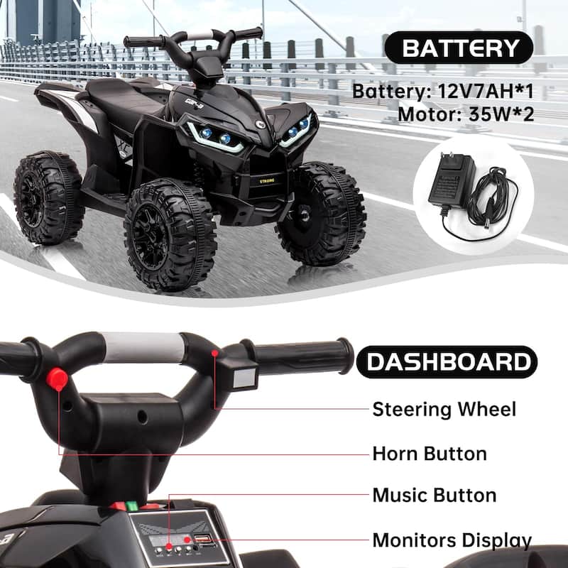 Kids ATV Ride on Toy 12V 4 Power Wheels for Kids