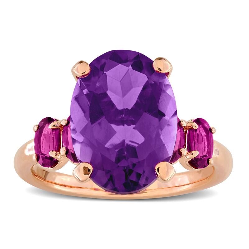 Miadora 6ct TGW Amethsyt and Rhodolite Ring in Rose Plated Sterling Silver