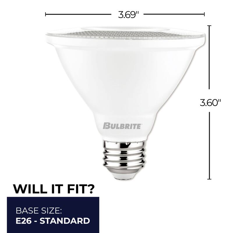 Bulbrite Pack of (4) 10 Watt Dimmable Flood PAR30 Short Neck Medium (E26) LED Light Bulb - Cool White Light